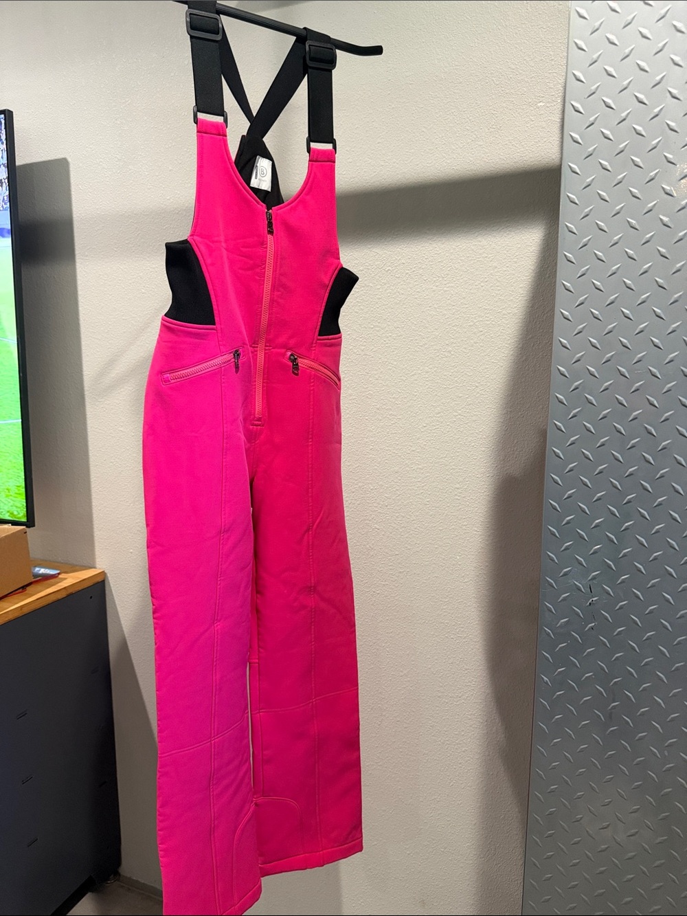 Bogner Hot Pink Adult Ski Bib with Black Straps